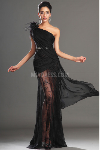 Robe de bal Une épaule Printemps Sans Manches Asymétrique Tissu à Claire-voie - Page 2