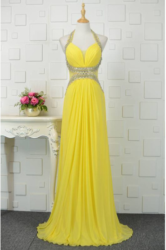 Robe de bal Jaune Dos nu Fourreau Avec Bijoux Naturel taille - Page 1