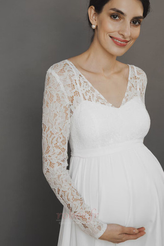 Robe de mariée Dentelle Taille haute Col en V Epurée Manche Longue - Page 6