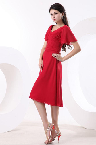 Robe de demoiselle d'honneur Col en V Foncé Mi-longues Plissé - Page 4