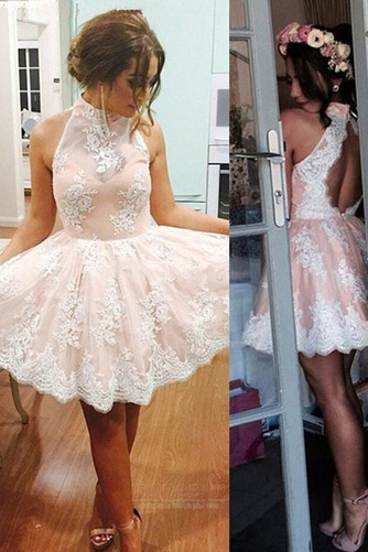 Robe de cocktail Tulle Sexy Couvert de Dentelle Dos nu Courte - Page 1