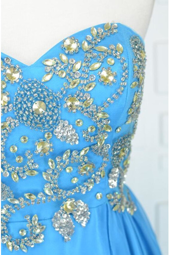 Robe de bal Dos nu Ballon Naturel taille Scintillait Perle Turquoise - Page 6