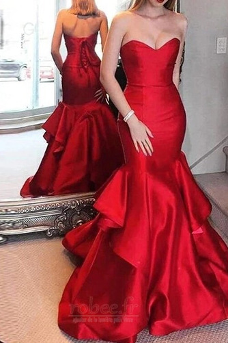 Robe de soirée Sans courroies Ruchés Plongeants Cérémonial Lacez vers le haut - Page 1