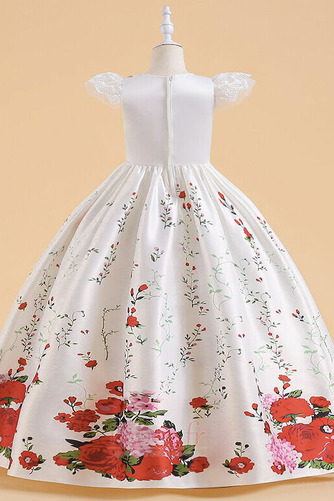Robe de fille de fleur Naturel taille Drapé A-ligne Col de chemise t - Page 6