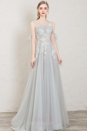 Robe de bal Elégant Col Bateau gossamer Naturel taille Appliquer - Page 1