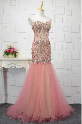 Robe de bal Tulle Sirène pli Luxueux Traîne Courte Sans Manches - Page 2