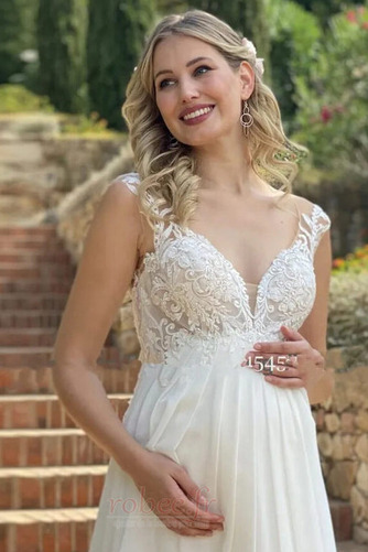 Robe de mariée Col en V Foncé Sans Manches Luxueux Mousseline - Page 3