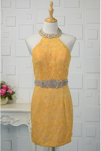 Robe de soirée Courte Dentelle Petit collier circulaire fin Naturel taille - Page 2