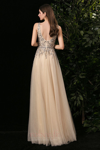 Robe de bal Dos nu A-ligne Mariage Drapé Tulle Sans Manches Luxueux - Page 2