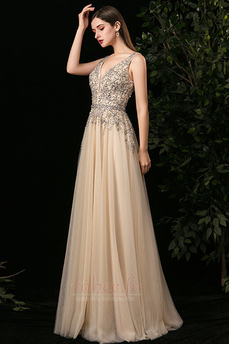 Robe de bal Dos nu A-ligne Mariage Drapé Tulle Sans Manches Luxueux - Page 4