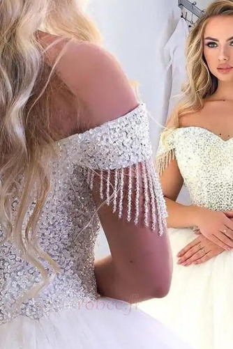 Robe de mariée Hiver aligne Laçage Vente net Perle Rosée épaule - Page 2