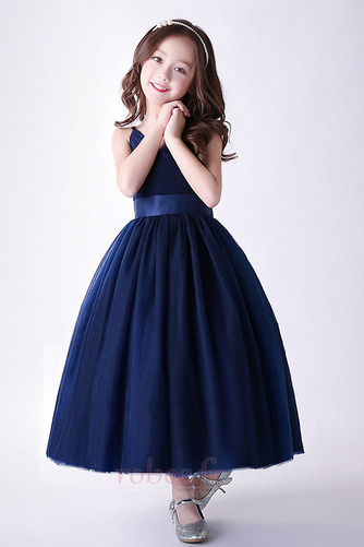 Robe de fille de fleur Sans Manches Drapé Soie Fermeture éclair - Page 2