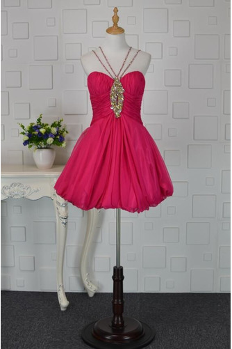 Robe de cocktail Chic A-ligne Chiffon Sans Manches Courte Bretelles Spaghetti - Page 1