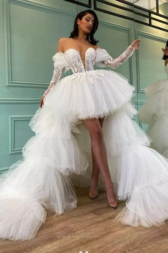 Robe de mariage Asymétrique Sans bretelles Norme Manche Longue - Page 1