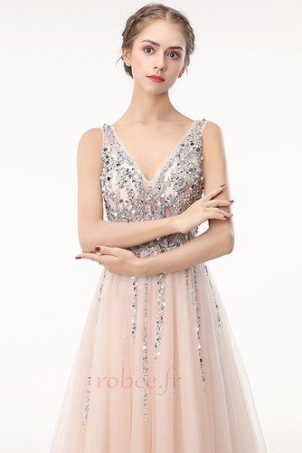 Robe de bal Tulle Perle Traîne Courte Dos nu Printemps Naturel taille - Page 4