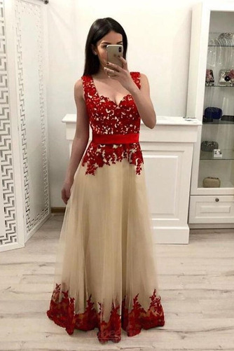 Robe de bal aligne Longueur au sol Couvert de Dentelle Naturel taille - Page 1