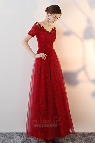 Robe de bal Tulle Médium Naturel taille Fête Rosée épaule Dentelle - Page 3