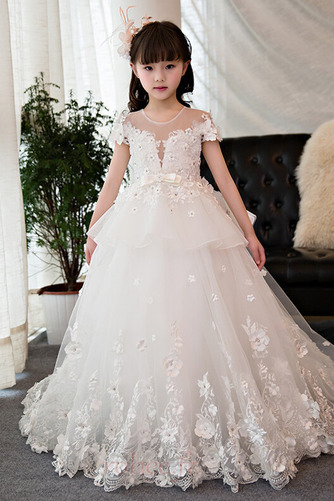 Robe de fille de fleur a ligne Automne Formelle Manche Courte - Page 1