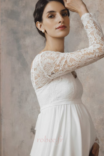 Robe de mariée Dentelle Taille haute Col en V Epurée Manche Longue - Page 3