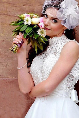 Robe de mariée Dos nu Sans Manches Col haut Balançoire Longueur de genou - Page 2