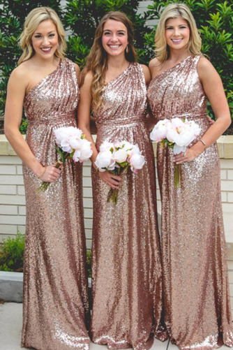 Robe de demoiselle d'honneur Froid Epurée Sans Manches Corsage Pailleté - Page 1