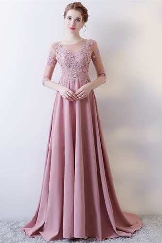 Robe de soirée Sablier Laçage 3/4 Manche Naturel taille Manche Aérienne - Page 1