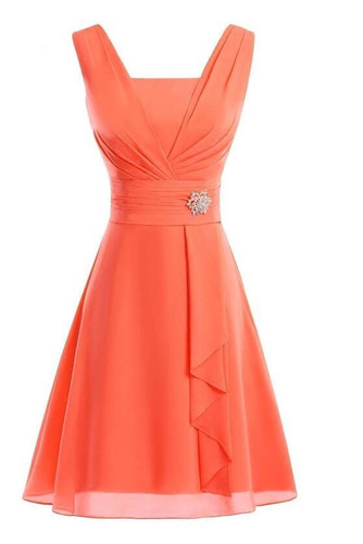 Robe de demoiselle d'honneur Col Carré Mousseline Norme Fermeture à glissière - Page 1