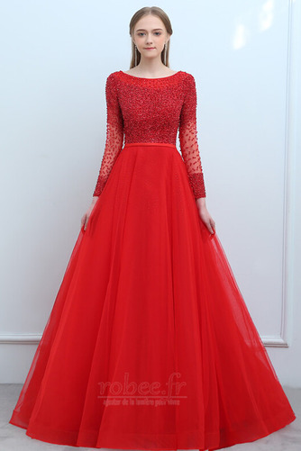 Robe de soirée Laçage Manche Longue aligne Longueur au sol Naturel taille - Page 1