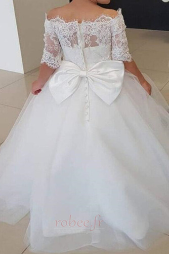 Robe de fille de fleur Dentelle Formelle Rosée épaule Orné de Nœud à Boucle - Page 2