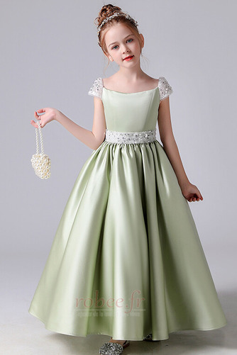 Robe de fille de fleur A-ligne Manche Courte Perle Naturel taille - Page 1