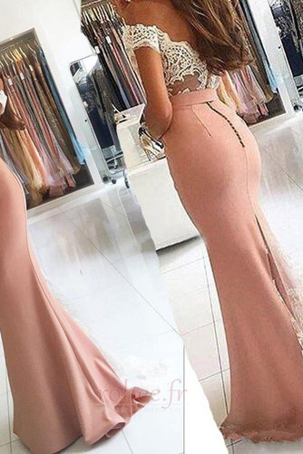 Robe de soirée Dos nu Appliquer Formelle Satin Naturel taille - Page 1