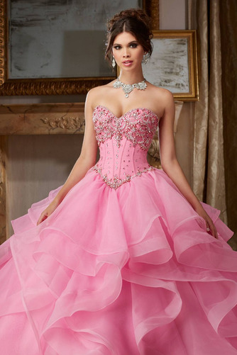 Robe de bal a ligne Laçage Col en Cœur Longueur de plancher Fourreau Avec Bijoux - Page 3