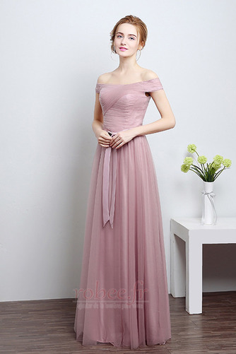 Robe de demoiselle d'honneur Été Laçage Rosée épaule Nœud à Boucles - Page 1