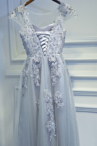 Robe de demoiselle d'honneur A-ligne Perle Laçage Mancheron Couvert de Dentelle - Page 2