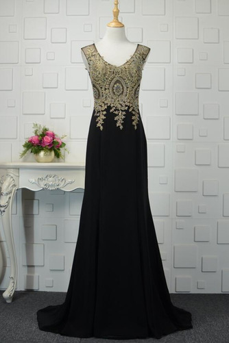 Robe de soirée A-ligne Haute Couvert Cérémonial Col en V Train de balayage - Page 1