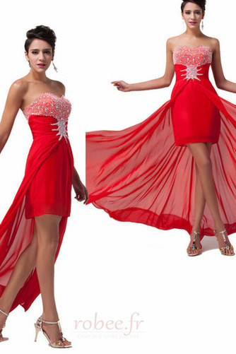 Robe de bal Rouge haut bustier tube Naturel taille Sans Manches - Page 4