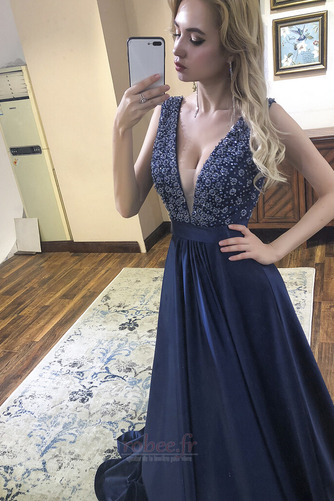 Robe de bal Fourreau Avec Bijoux A-ligne Perle Sans Manches Col en V Foncé - Page 6