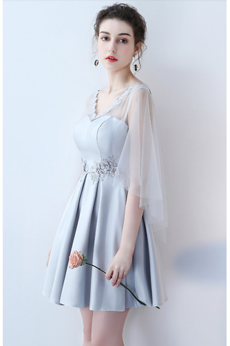 Robe de demoiselle d'honneur Longueur de genou Satin Norme A-ligne - Page 7