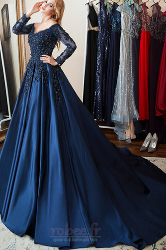 Robe de soirée Perlé Train de petit Fête Manche Aérienne Dos nu - Page 3