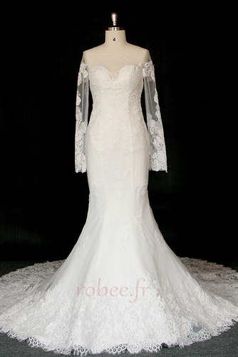 Robe de mariée Manche Longue Dentelle Eglise Col Bateau Formelle - Page 1