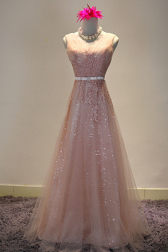 Robe de demoiselle d'honneur Chic A-ligne Glissière Rose Printemps - Page 1