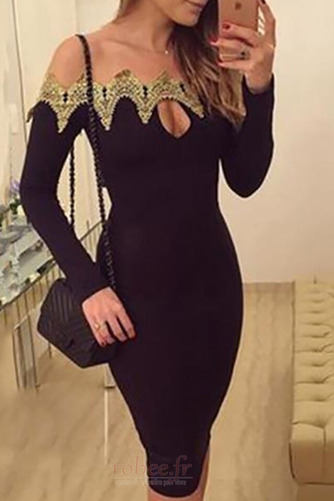 Robe de cocktail Chic Manche Longue Rosée épaule Courte Naturel taille - Page 3