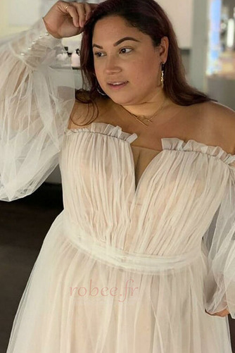 Robe de mariage Rosée épaule Tulle Manche Lâche Jardin Fermeture à glissière - Page 3