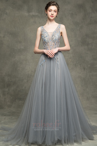 Robe de soirée A-ligne Fête Fourreau Avec Bijoux Perle Train de balayage - Page 5