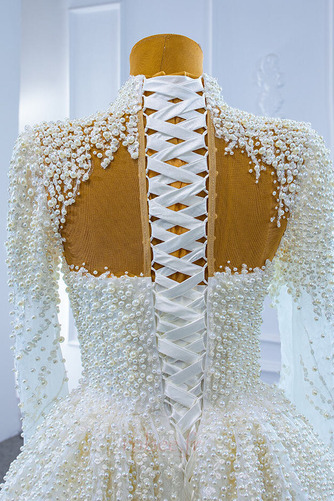 Robe de mariée Tulle Longue Mince Corsage Avec Bijoux Salle Col en V Foncé - Page 8