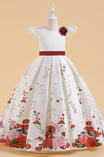 Robe de fille de fleur Naturel taille Drapé A-ligne Col de chemise t - Page 5