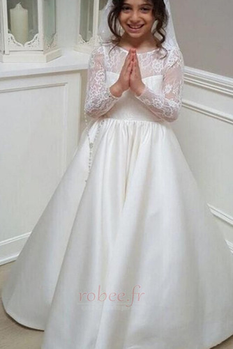 Robe de fille de fleur Manche Longue Soie Petit collier circulaire - Page 1