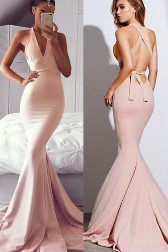 Robe de bal Sirène Entrecroisé Col en V Satin Longue Montrer - Page 1