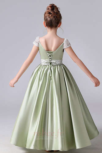 Robe de fille de fleur A-ligne Manche Courte Perle Naturel taille - Page 2