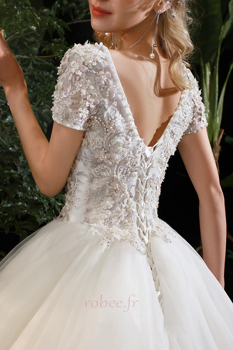 Robe de mariée Salle A-ligne Manche de T-shirt gossamer Fourreau Avec Bijoux - Page 6